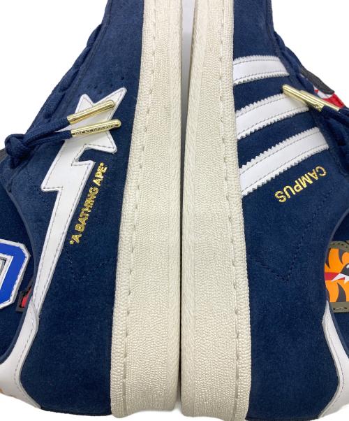 adidas（アディダス）adidas (アディダス) A BATHING APE (ア ベイシング エイプ) Campus 80s ネイビー サイズ:24cmの古着・服飾アイテム