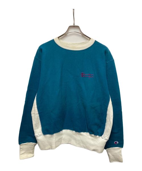 Champion（チャンピオン）Champion (チャンピオン) 90sツートンパターンスウィーブスウェット ブルー サイズ:Lの古着・服飾アイテム