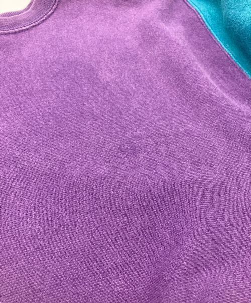 Champion（チャンピオン）Champion (チャンピオン) 90sクレイジーパターンリバースウィーブスウェット パープル×グリーン サイズ:Lの古着・服飾アイテム