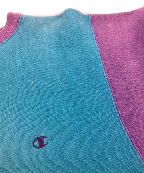Champion（チャンピオン）Champion (チャンピオン) 90sクレイジーパターンリバースウィーブスウェット パープル×ブルー サイズ:SIZE XLの古着・服飾アイテム