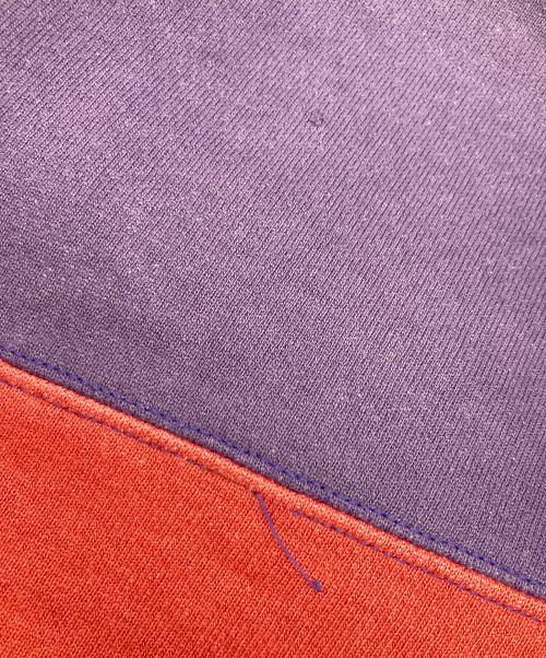 Champion（チャンピオン）Champion (チャンピオン) 90sクレイジーパターンリバースウィーブスウェット パープル×ブルー サイズ:SIZE XLの古着・服飾アイテム