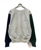 Championチャンピオン）の古着「クレイジーパターンリバースウィーブスウェット」｜グレー×ネイビー×グリーン