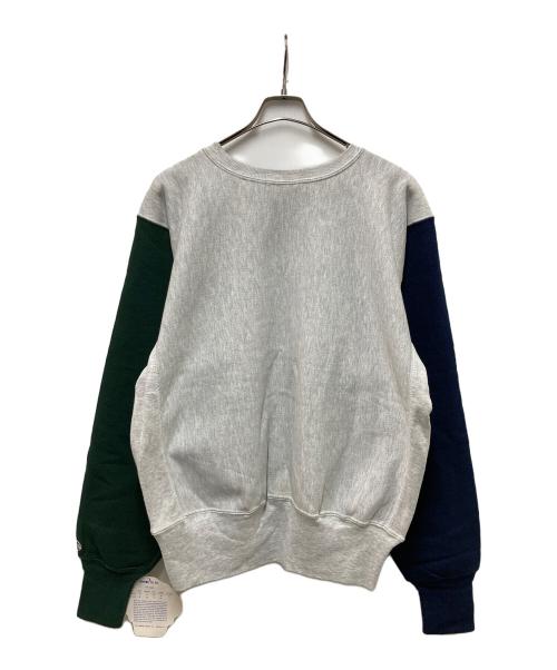 Champion（チャンピオン）Champion (チャンピオン) クレイジーパターンリバースウィーブスウェット グレー×ネイビー×グリーン サイズ:	SIZE Lの古着・服飾アイテム