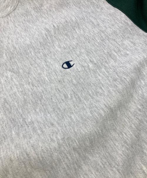 Champion（チャンピオン）Champion (チャンピオン) クレイジーパターンリバースウィーブスウェット グレー×ネイビー×グリーン サイズ:	SIZE Lの古着・服飾アイテム