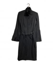 GUCCI（グッチ）の古着「Wool Gabardine Flare Sleeve Coat/ウールギャバフレアスリーブコート」｜ブラック