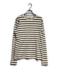 JIL SANDER+（ジルサンダープラス）の古着「バックロゴボーダーカットソー」｜ベージュ