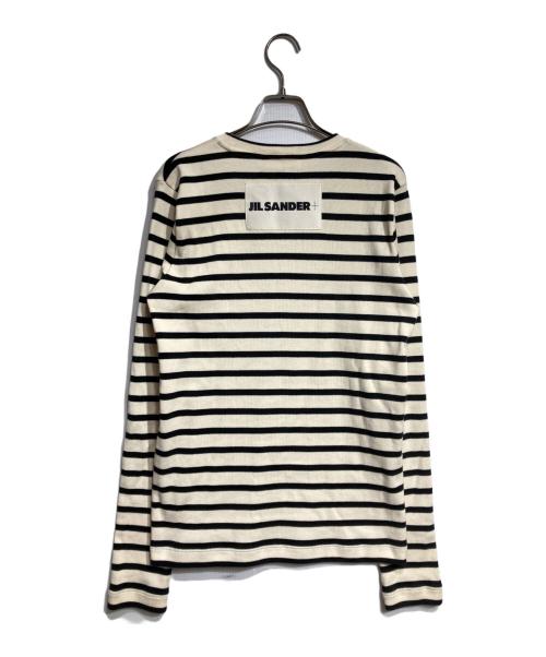 JIL SANDER+（ジルサンダープラス）JIL SANDER+ (ジルサンダープラス) バックロゴボーダーカットソー ベージュ サイズ:Mの古着・服飾アイテム