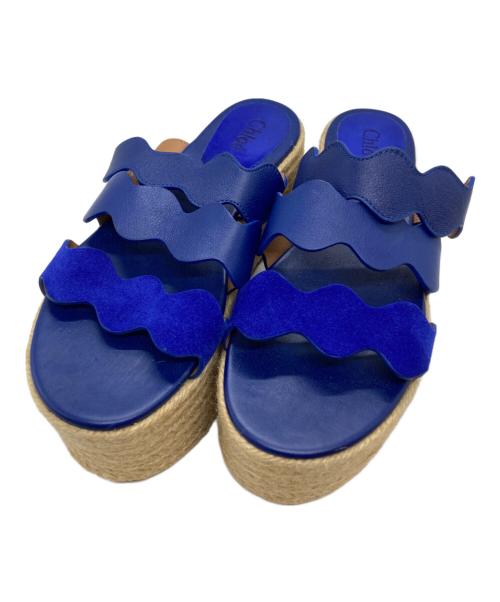Chloe（クロエ）Chloe (クロエ) ウェッジソールサンダル/ Wedge sandals ベージュ×ブルー サイズ:36の古着・服飾アイテム