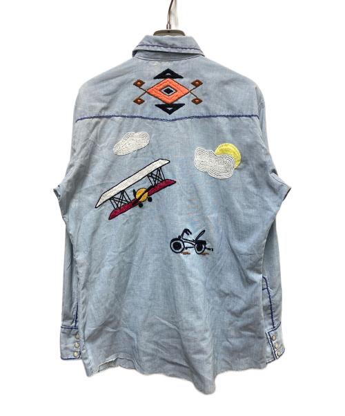DEE CEE（ディーシー）DEE CEE (ディーシー) 80s刺繍ウエスタンシャツ ブルー サイズ:	SIZE 15 1/2-33の古着・服飾アイテム