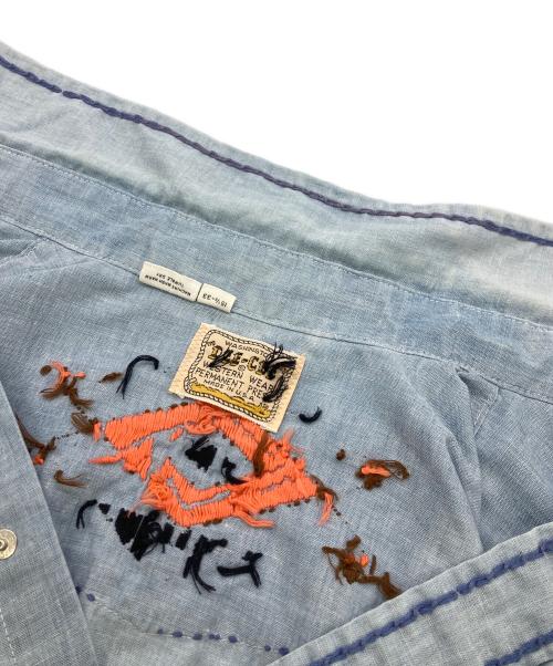 DEE CEE（ディーシー）DEE CEE (ディーシー) 80s刺繍ウエスタンシャツ ブルー サイズ:	SIZE 15 1/2-33の古着・服飾アイテム