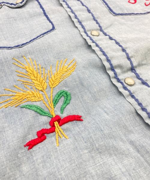 DEE CEE（ディーシー）DEE CEE (ディーシー) 80s刺繍ウエスタンシャツ ブルー サイズ:	SIZE 15 1/2-33の古着・服飾アイテム