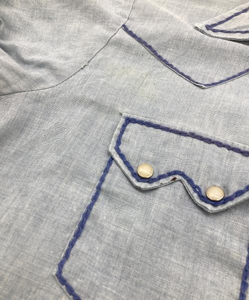 DEE CEE（ディーシー）DEE CEE (ディーシー) 80s刺繍ウエスタンシャツ ブルー サイズ:	SIZE 15 1/2-33の古着・服飾アイテム
