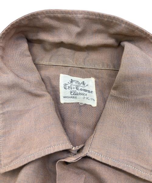Tri-Towne（トリトウン）Tri-Towne (トリトウン) 60sオープンカラーシャツ ベージュ サイズ:SIZE 17-XL-17 1/2の古着・服飾アイテム