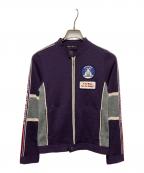 Hysteric Glamourヒステリックグラマー）の古着「ウール混 ヒス ワッペン アームロゴラインニットジャケット」｜パープル