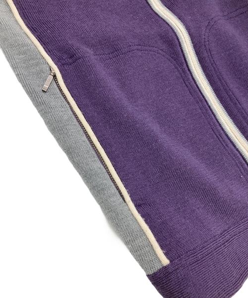 Hysteric Glamour（ヒステリックグラマー）Hysteric Glamour (ヒステリックグラマー) ウール混 ヒス ワッペン アームロゴラインニットジャケット パープル サイズ:SIZE Freeの古着・服飾アイテム