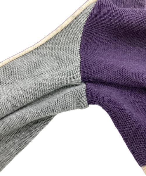 Hysteric Glamour（ヒステリックグラマー）Hysteric Glamour (ヒステリックグラマー) ウール混 ヒス ワッペン アームロゴラインニットジャケット パープル サイズ:SIZE Freeの古着・服飾アイテム