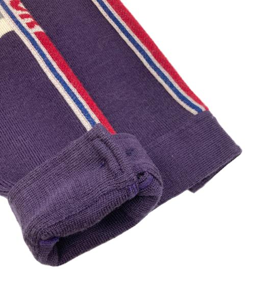 Hysteric Glamour（ヒステリックグラマー）Hysteric Glamour (ヒステリックグラマー) ウール混 ヒス ワッペン アームロゴラインニットジャケット パープル サイズ:SIZE Freeの古着・服飾アイテム