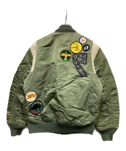 stussy（ステューシー）stussy (ステューシー) ALPHA (アルファ) FRAGMENT DESIGN (フラグメントデザイン) 25th Anniversary Ma-1 カーキ サイズ:Mの古着・服飾アイテム