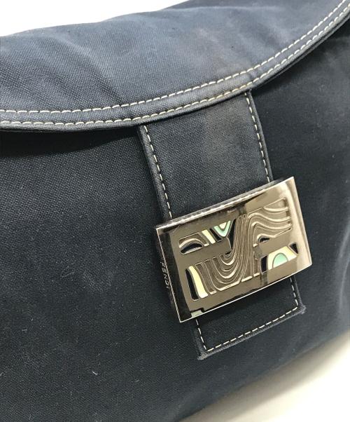 FENDI（フェンディ）FENDI (フェンディ) マーブルダブルフラップバケットバッグ ネイビーの古着・服飾アイテム