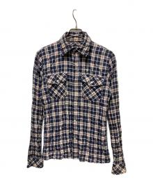 HG（エイチジー）の古着「シアサッカータータンチェックシャツ」｜ネイビー
