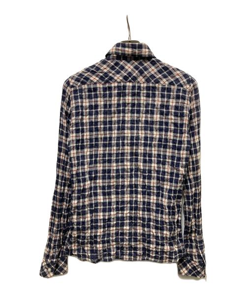 HG（エイチジー）HG (エイチジー) シアサッカータータンチェックシャツ ネイビー サイズ:	SIZE Sの古着・服飾アイテム