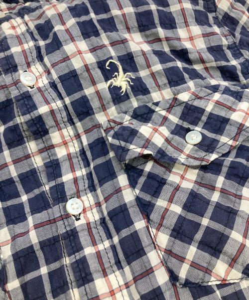 HG（エイチジー）HG (エイチジー) シアサッカータータンチェックシャツ ネイビー サイズ:	SIZE Sの古着・服飾アイテム