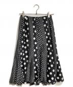 JUNYA WATANABE COMME des GARCONS(ジュンヤワタナベ コムデギャルソン）の古着「クレイジーパターンドットヘムフレアスカート/Crazy pattern dot hem flared skirt」｜ブラック