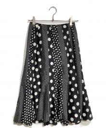JUNYA WATANABE COMME des GARCONS（(ジュンヤワタナベ コムデギャルソン）の古着「クレイジーパターンドットヘムフレアスカート/Crazy pattern dot hem flared skirt」｜ブラック