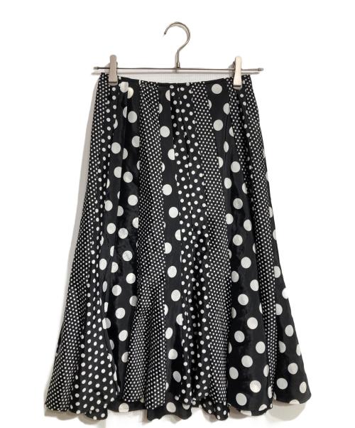 JUNYA WATANABE COMME des GARCONS（(ジュンヤワタナベ コムデギャルソン）JUNYA WATANABE COMME des GARCONS クレイジーパターンドットヘムフレアスカート/Crazy pattern dot hem flared skirt ブラック サイズ:Ｓの古着・服飾アイテム