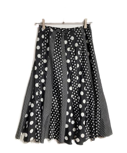 JUNYA WATANABE COMME des GARCONS（(ジュンヤワタナベ コムデギャルソン）JUNYA WATANABE COMME des GARCONS クレイジーパターンドットヘムフレアスカート/Crazy pattern dot hem flared skirt ブラック サイズ:Ｓの古着・服飾アイテム