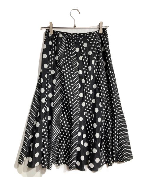 JUNYA WATANABE COMME des GARCONS（(ジュンヤワタナベ コムデギャルソン）JUNYA WATANABE COMME des GARCONS クレイジーパターンドットヘムフレアスカート/Crazy pattern dot hem flared skirt ブラック サイズ:Ｓの古着・服飾アイテム