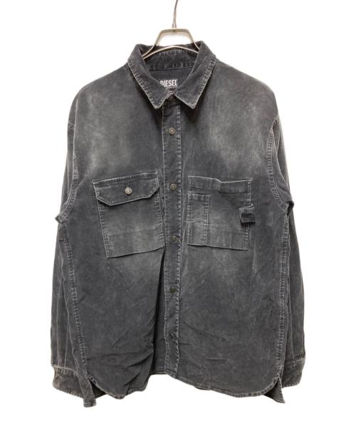 DIESEL（ディーゼル）DIESEL (ディーゼル) S-BUN-CORDコーデュロイシャツ ブラック サイズ:Mの古着・服飾アイテム