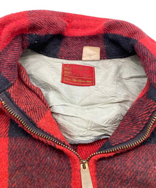 Sears（シアーズ）Sears (シアーズ) 60s バッファローチェックウールジップジャケット レッド サイズ:Mの古着・服飾アイテム
