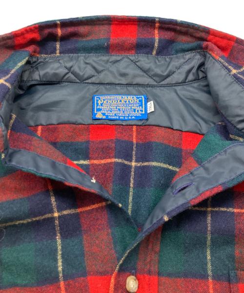 PENDLETON（ペンドルトン）PENDLETON (ペンドルトン) 70s ウールチェックシャツ レッド サイズ:L-TALLの古着・服飾アイテム