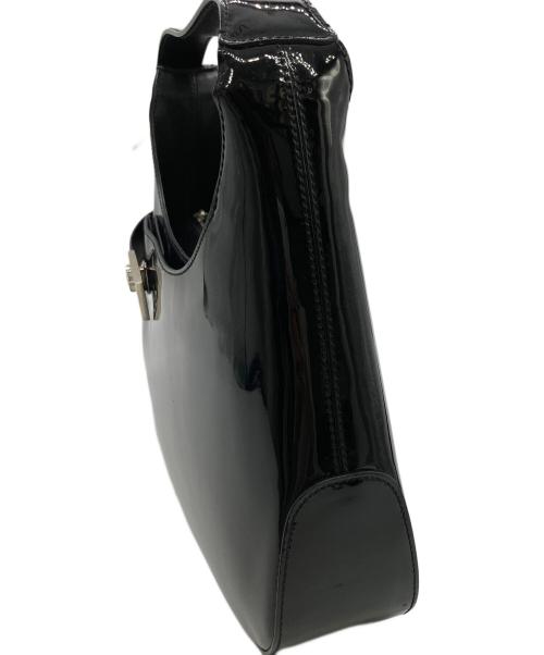 Salvatore Ferragamo（サルヴァトーレ フェラガモ）Salvatore Ferragamo (サルヴァトーレ フェラガモ) パテントレザーワンショルダーバッグ ブラックの古着・服飾アイテム