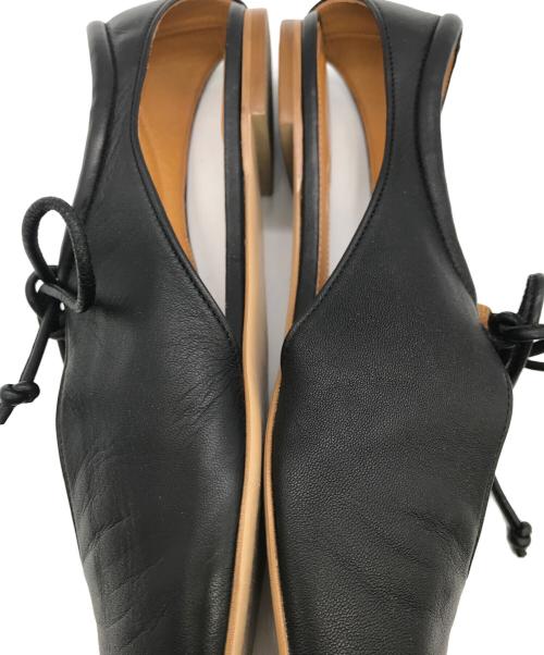 Pippichic（ピッピシック）Pippichic (ピッピシック) スクエア センターオープン フラットシューズ ブラック サイズ:SIZE　EU37 1/2 (23.5-24cm)の古着・服飾アイテム