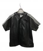 adidasアディダス）の古着「フェイクレザーベースボールシャツ」｜ブラック