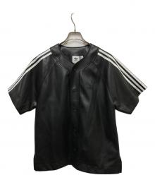 adidas（アディダス）の古着「フェイクレザーベースボールシャツ」｜ブラック