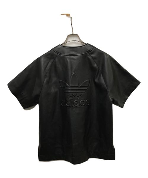 adidas（アディダス）adidas (アディダス) フェイクレザーベースボールシャツ ブラック サイズ:Ｓの古着・服飾アイテム