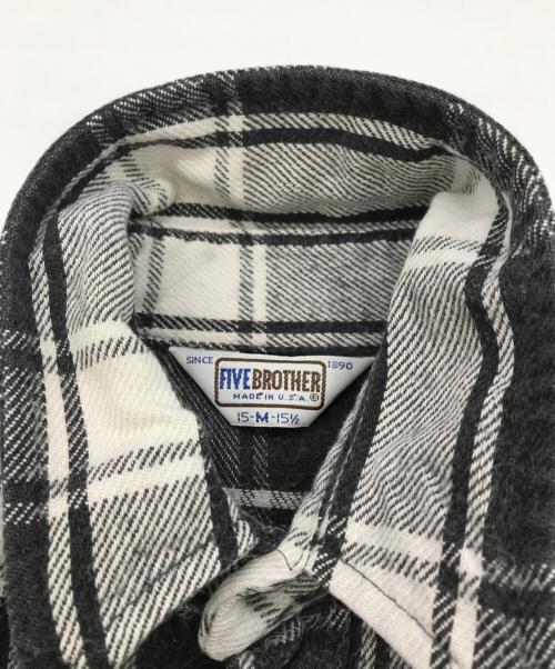 FIVE BROTHER（ファイブブラザー）FIVE BROTHER (ファイブブラザー) 90s ヘビーネルシャツ ブラック×ホワイト サイズ:15-M-15 1/2の古着・服飾アイテム