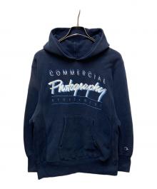 Champion（チャンピオン）の古着「80s プリントパーカーREVERSE WEAVE」｜ネイビー