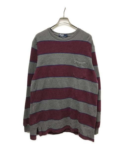 POLO RALPH LAUREN（ポロ・ラルフローレン）POLO RALPH LAUREN (ポロ・ラルフローレン) ボーダースウェット レッド×グレー サイズ:Lの古着・服飾アイテム