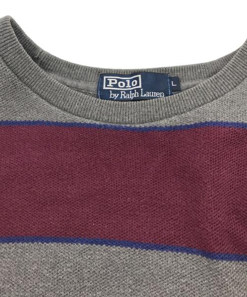 POLO RALPH LAUREN（ポロ・ラルフローレン）POLO RALPH LAUREN (ポロ・ラルフローレン) ボーダースウェット レッド×グレー サイズ:Lの古着・服飾アイテム