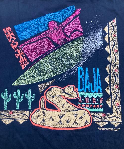 BAJA SURF COMPANY（バジャサーフカンパニー）BAJA SURF COMPANY (バジャサーフカンパニー) プリントTシャツ ブラック サイズ:XLの古着・服飾アイテム