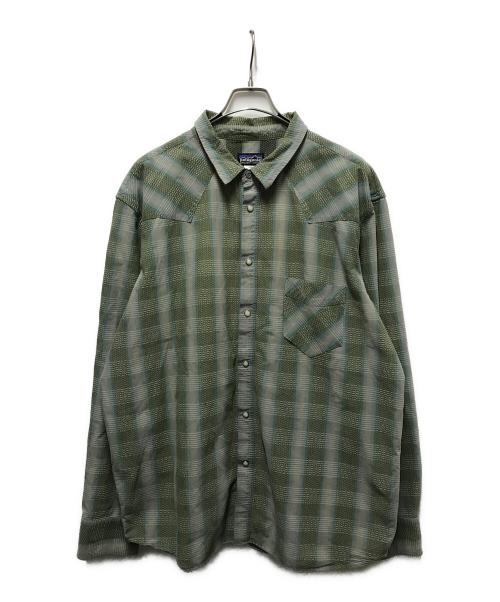Patagonia（パタゴニア）Patagonia (パタゴニア) 00s ORGANIC COTTON ウエスタンジャガードシャツ グリーン サイズ:XXLの古着・服飾アイテム
