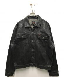 GUESS JEANS（ゲス ジーンズ）の古着「90sパイソン柄デニムジャケット」｜ブラック