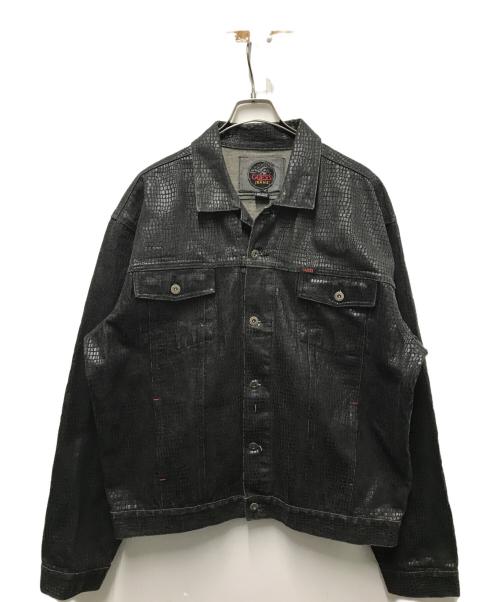 GUESS JEANS（ゲス ジーンズ）GUESS jeans (ゲス ジーンズ) 90sパイソン柄デニムジャケット ブラック サイズ:XXLの古着・服飾アイテム