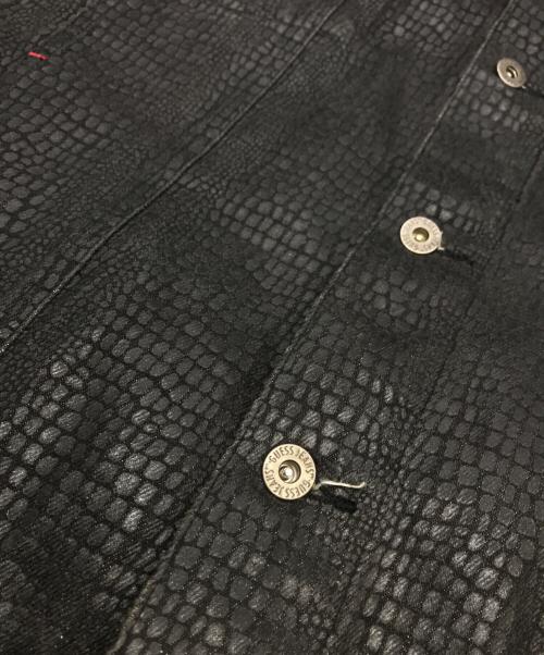 GUESS JEANS（ゲス ジーンズ）GUESS jeans (ゲス ジーンズ) 90sパイソン柄デニムジャケット ブラック サイズ:XXLの古着・服飾アイテム