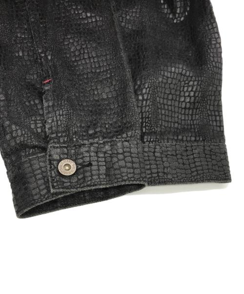 GUESS JEANS（ゲス ジーンズ）GUESS jeans (ゲス ジーンズ) 90sパイソン柄デニムジャケット ブラック サイズ:XXLの古着・服飾アイテム