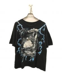USED（ユーズド）の古着「ウルフライトニングTシャツ」｜ブラック